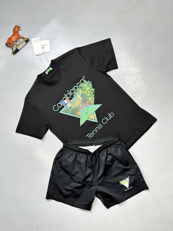 CASABLANCA SHORTS AND T-SHIRT SET in Black Color CASABLANCA SHORTS AND T-SHIRT SET in Black Color