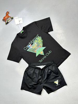CASABLANCA SHORTS AND T-SHIRT SET in Black Color CASABLANCA SHORTS AND T-SHIRT SET in Black Color