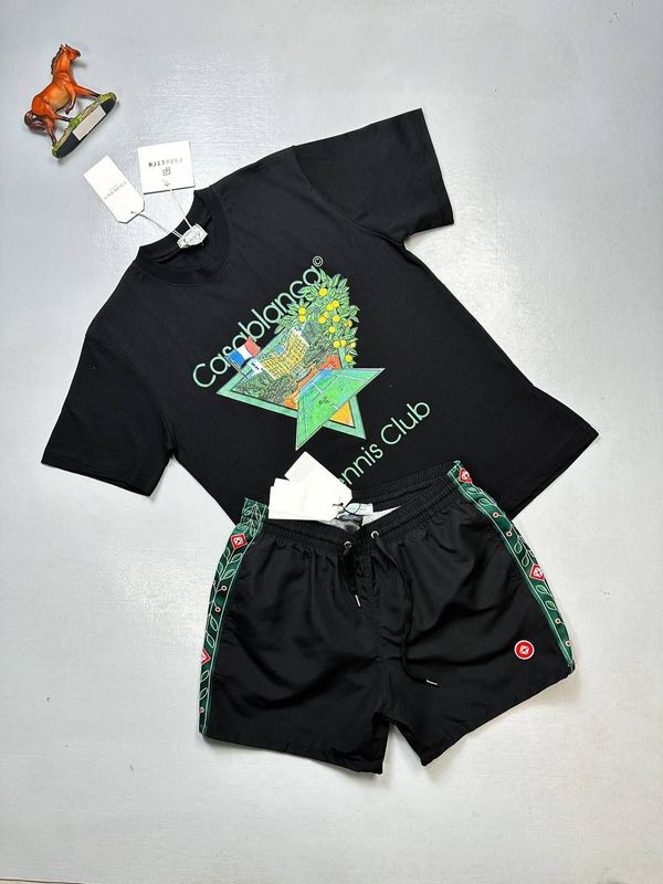 CASABLANCA SHORTS AND T-SHIRT SET in Black Color CASABLANCA SHORTS AND T-SHIRT SET in Black Color