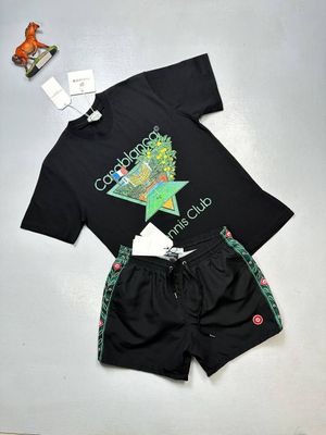 CASABLANCA SHORTS AND T-SHIRT SET in Black Color CASABLANCA SHORTS AND T-SHIRT SET in Black Color
