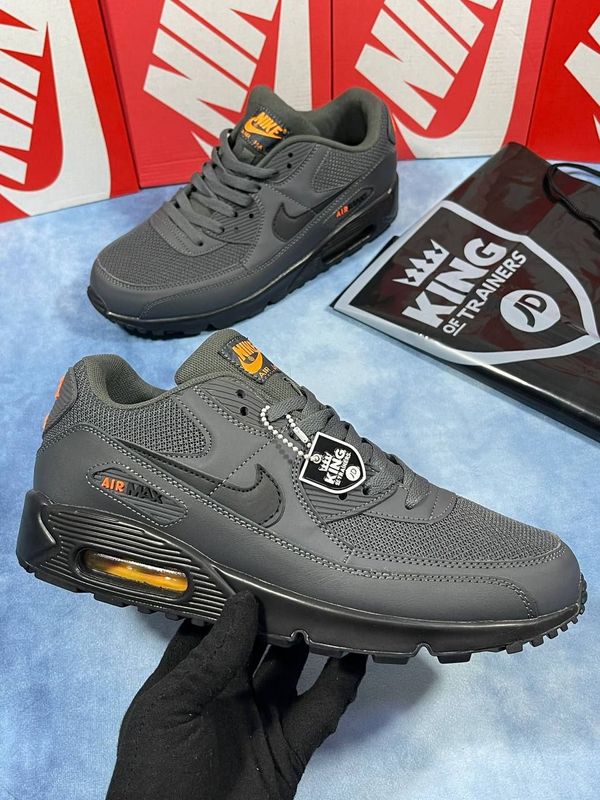 Nike Air Max 90 Trainers For Men's Iron Grey Nike Men's Trainers Trainer 90s 90's 1:1 Iron Grey Orange UK Nikes Air Max 90 Men Mens Rep Replica Shoes Fake Man Mans Duplicate Sneakers AAA First Copy Cheap Sneaker Best Copies Sale Reps MAX.90 Air.Max Black DC4116-001 Total
