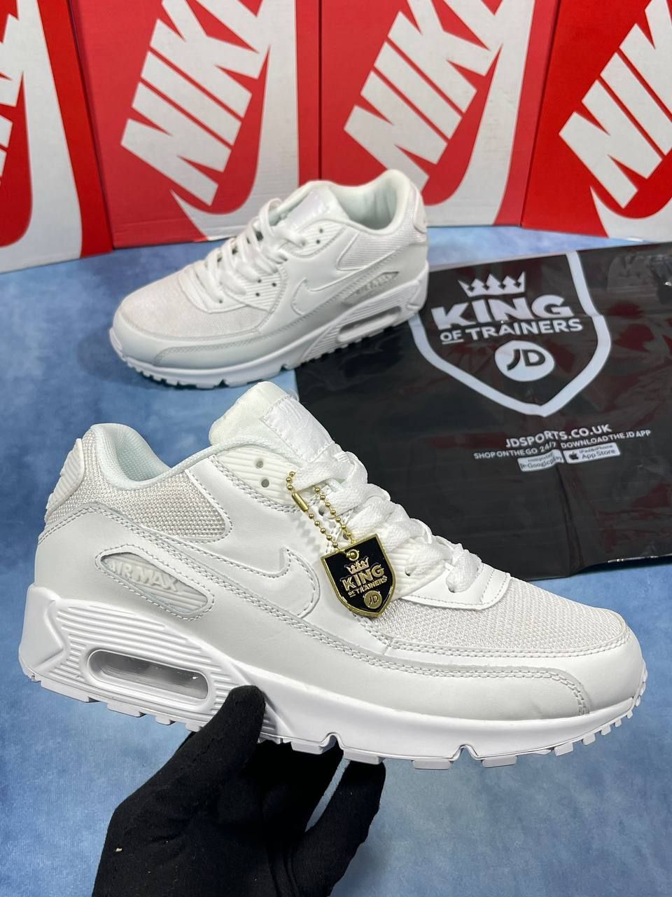 Nike Air Max 90 Trainers Triple White For Men's