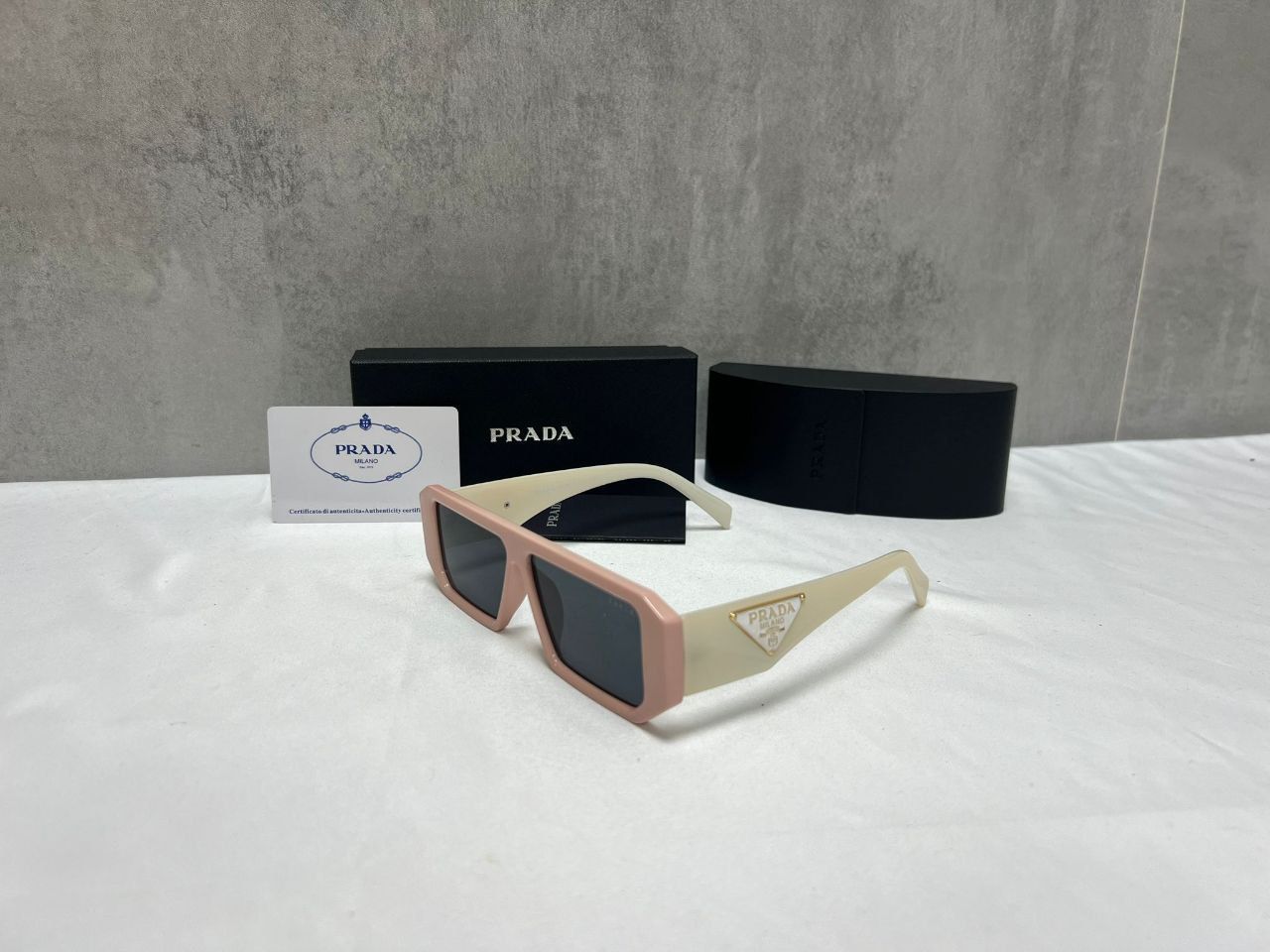 Prada Milano Men's Women's Retro White Pink Sunglasses Fake AAA Sale UK Man Woman First Copy Cheap Price Replica Sunglass Men Women 1st Copies Fakes Reps Rectangular Frame Luxury 1 to 1 Rep Eyewear 1:1 Brand Logo UV Protected Duplicate