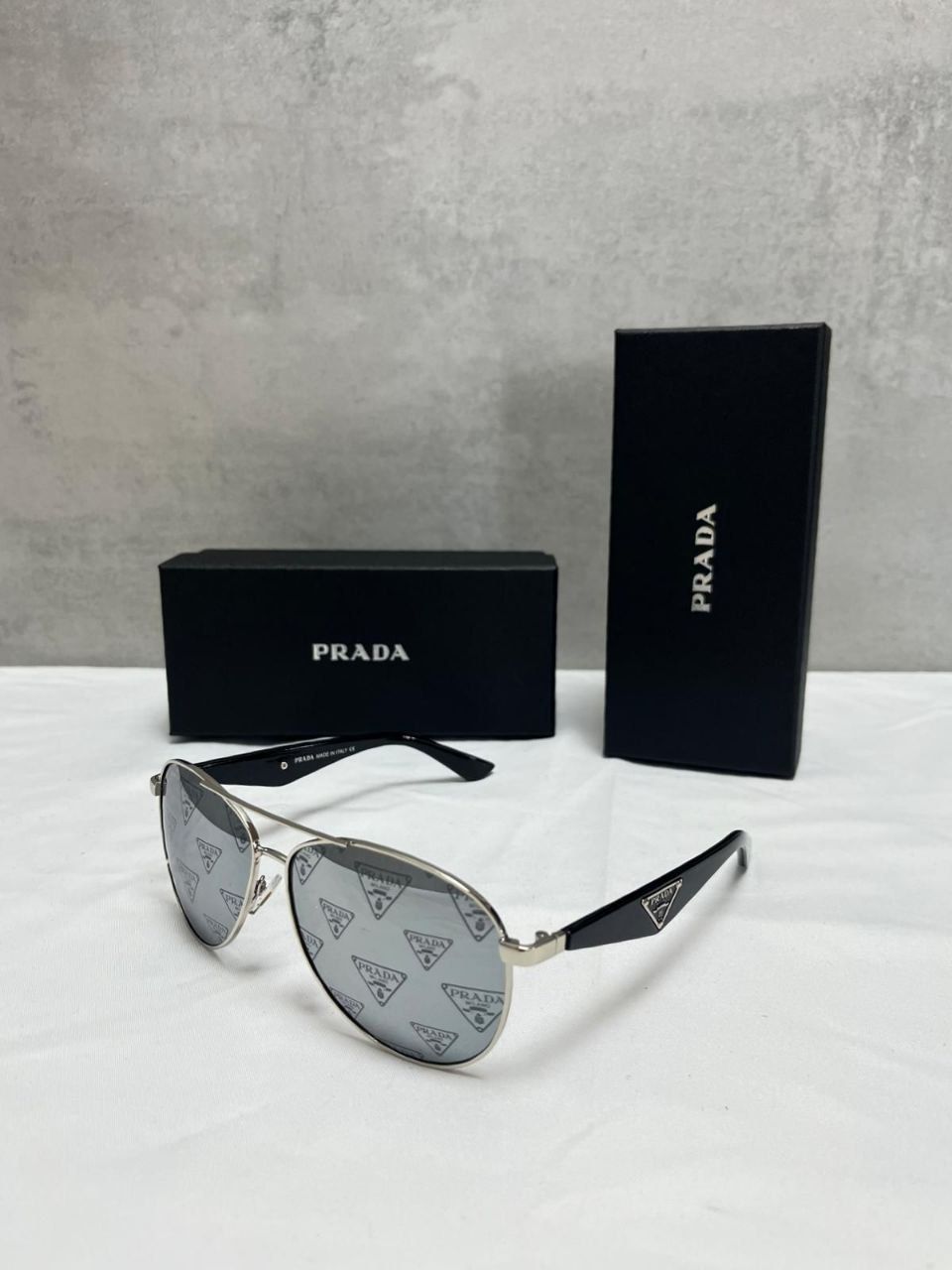 Prada Fashion Double Beam Shade Metal Sunglasses Square Frame