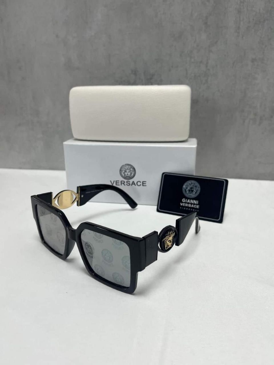 Versace Cat Eye Sunglasses Black Dark