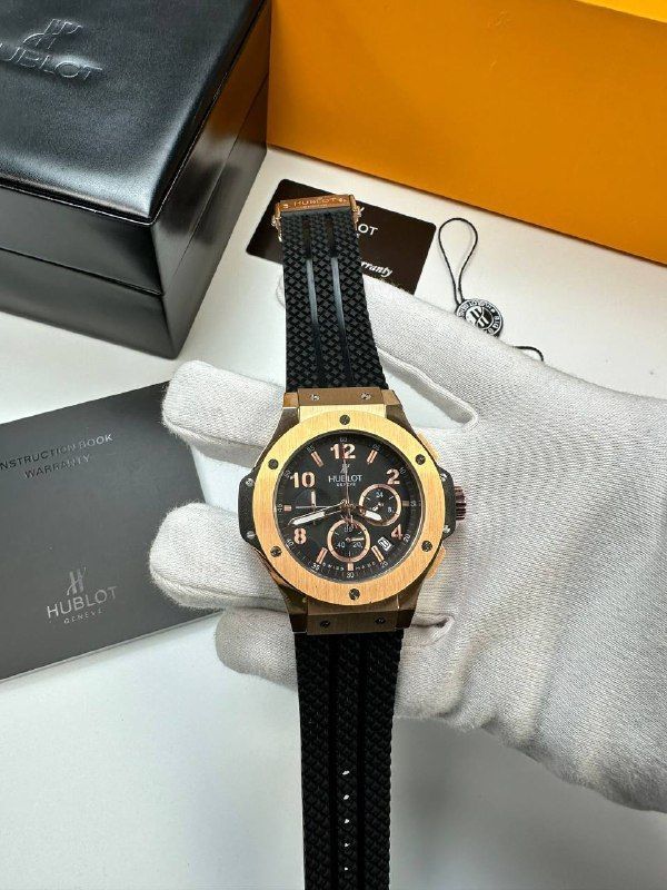 Hublot Big Bang Original Gold Color 44mm Watch with Rubber Straps Men's