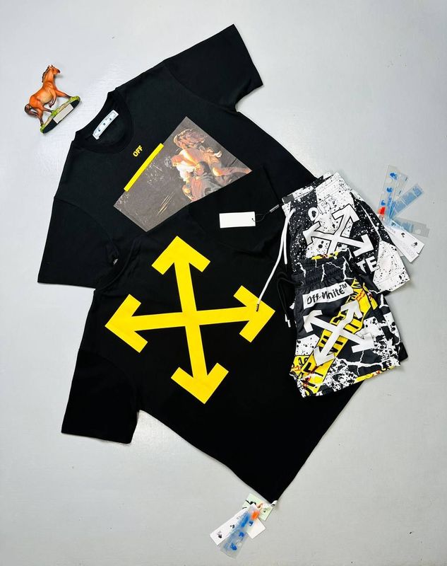 Off White Script Logo Diag Arrow Shorts & T-Shirt Set
