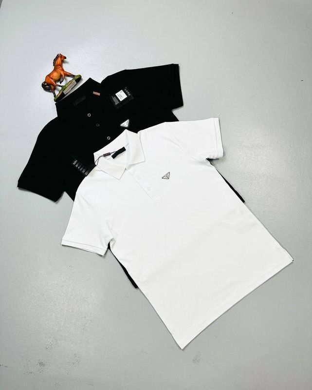 Prada Milano Logo Patch Terry Polo Shirt Prada Milano Men Women Designer Black White Polo Shirt Fakes Rep Sale UK Man Woman First Copy Replica Pique Collar Polos Shirts Men's Women's Cheap Price 1st Copies Fake Reps 1:1 Brand Logo Patch 1 to 1 Luxury Half Sleeves AAA Duplicate