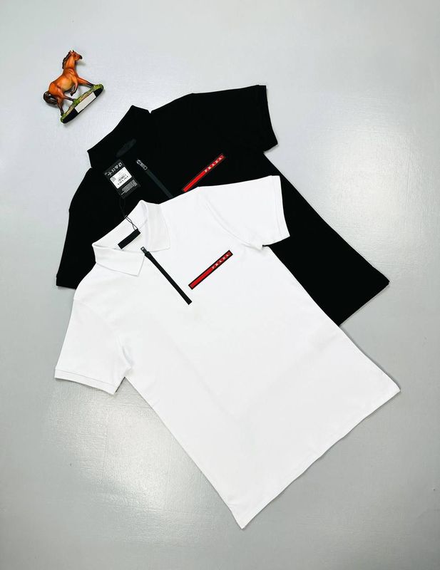 Prada Milano Half Zip Up Pique Logo Polo Shirts Prada Milano Men Women Half Zip Up Black White Polo Shirts Fakes Sale UK Man Woman First Copy Fake Replica Pique Polos Shirt Men's Women's Cheap Price 1st Copies Rep Designer Reps 1:1 Collar Brand Logo Patch 1 to 1 Luxury AAA Duplicate