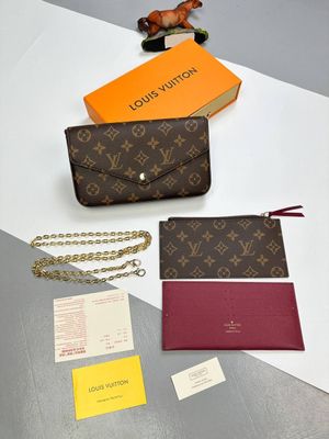 Louis Vuitton LV Women's Designer Clutch Brown Bag Fake Rep Sale UK Woman First Copy Fakes Reps Handbag Women Luxury Mini Pouch 1st Copies Cheap Price Crossbody Shoulder Bags Ladies Replica Chain Strap 1:1 Brand Logo AAA Duplicate 