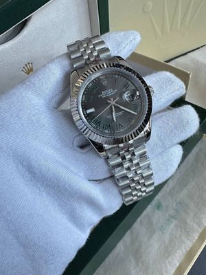 Rolex Datejust Grey Dial with Silver Chain Strap Watch For Men's