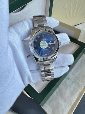 Rolex Datejust Blue Dial with Silver Chain Strap Watch For Men's