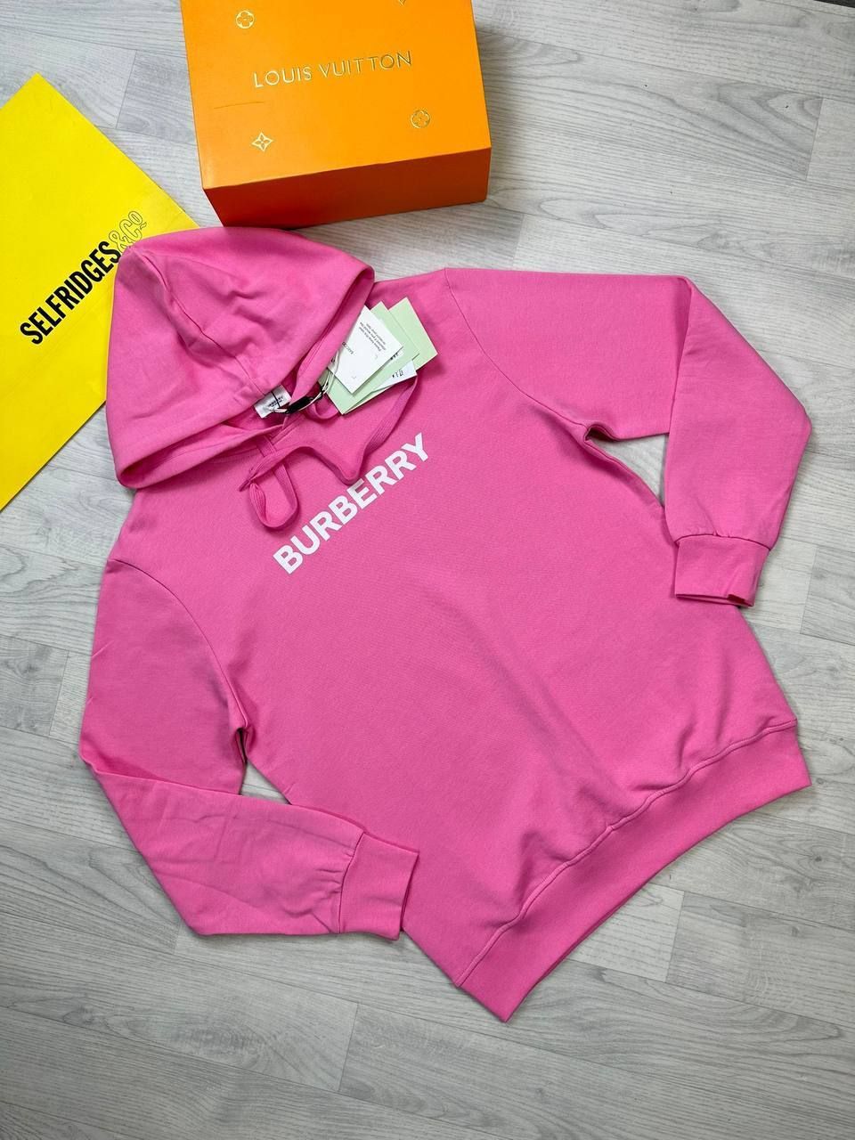 Burberry Logo Printed Drawstring Hoodie in 2 Colors, Colors: Pink