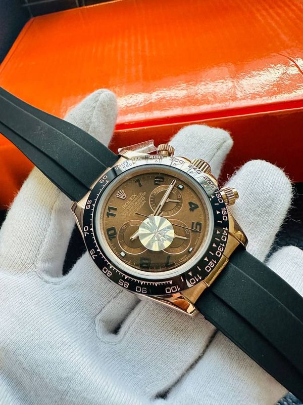Rolex Cosmograph Daytona Golden Brown Dial  Automatic Watch with Rubber Straps For Men's
