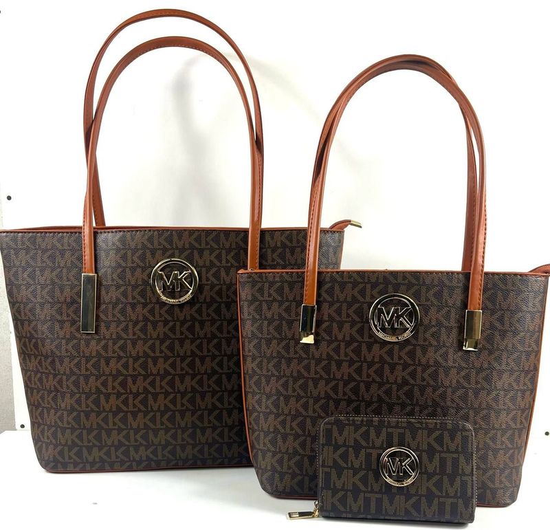 Michael Kors Women's Brown Signature Tote Bag MK Brand Logo Handbag Sale UK