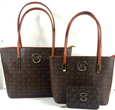Michael Kors Women's Brown Signature Tote Bag MK Brand Logo Handbag Sale UK