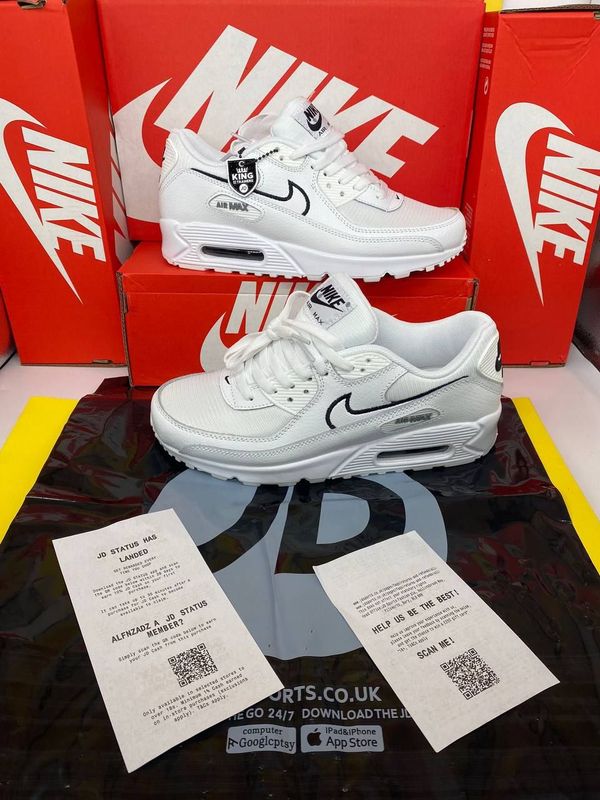 Nike Air Max 90 Trainers For Men's White/Black Nike Men's Trainers Trainer 90s 90's 1:1 Smoke White Shoe UK Nikes Air Max 90 Men Mens Rep Replica Shoes Fake Man Mans Duplicate Sneakers AAA First Copy Cheap Sneaker Best Copies Sale Reps MAX.90 Air.Max Black HF3835-100