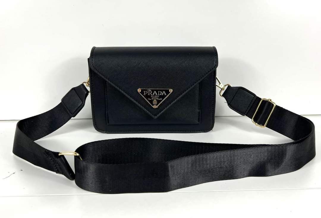 Prada Milano Saffiano Envelop Leather Crossbody Bag, Colors: Black