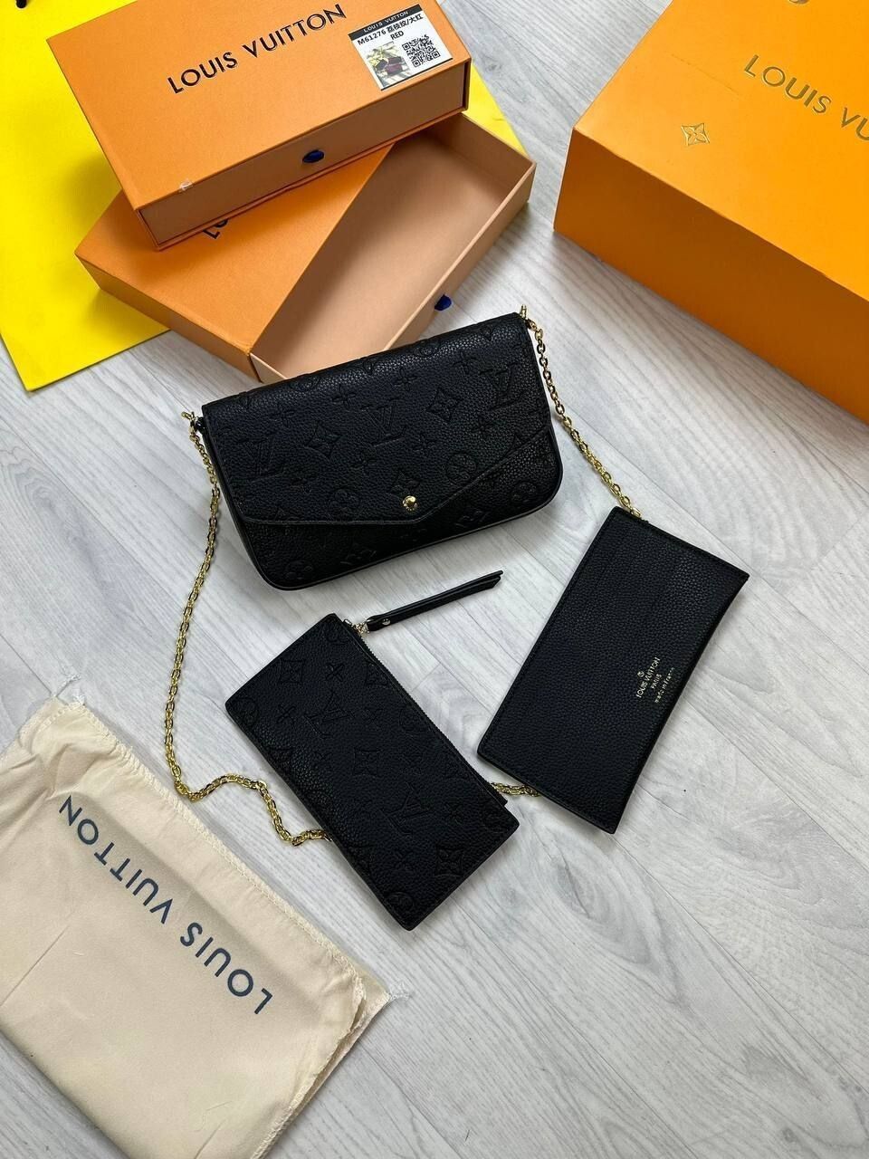 Louis Vuitton Women's Trio Felicie Empreinte Pochette Crossbody Bag, Colours: Black
