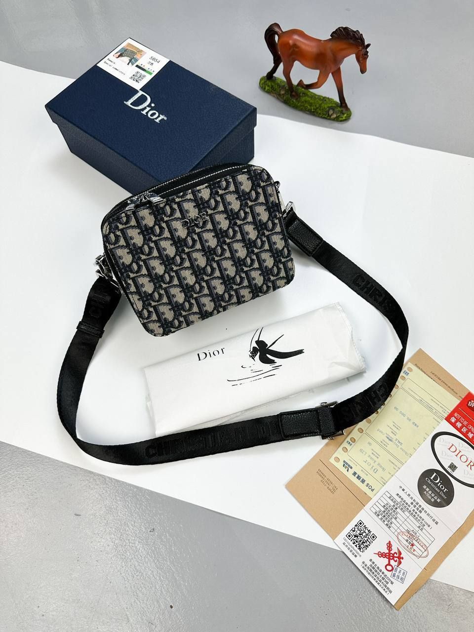 Christian Dior Oblique Crossbody Bag in 3 Colors, Colors: Beige Black