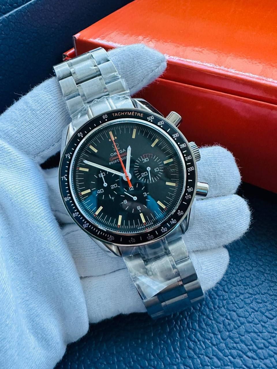 OMEGA SPEEDMASTER CHRONOGRAPH STEEL AUTOMATIC WATCH For Men's