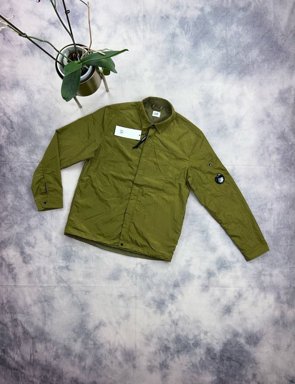 C.P. Company Cotton Jersey Nylon Overshirt Dressed Shirt In Different Colors, Colors: Olive Green