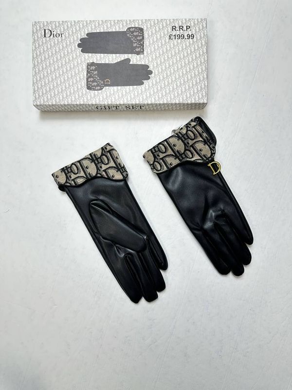 Christian Dior Gloves Black Leather Christian Dior Gloves Black Leather