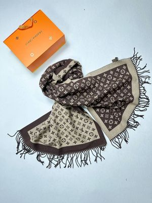 Louis Vuitton Women LV Monogram Denim Wool Brown Scarf Rep Sale UK Woman First Copy Cheap Price Replica Luxury Scarves Women's 1st Copies Fakes Reps 1:1 Winter Wooly Shawls Fake Casual Girls Wear 1 to 1 Brand Logo AAA Duplicate
