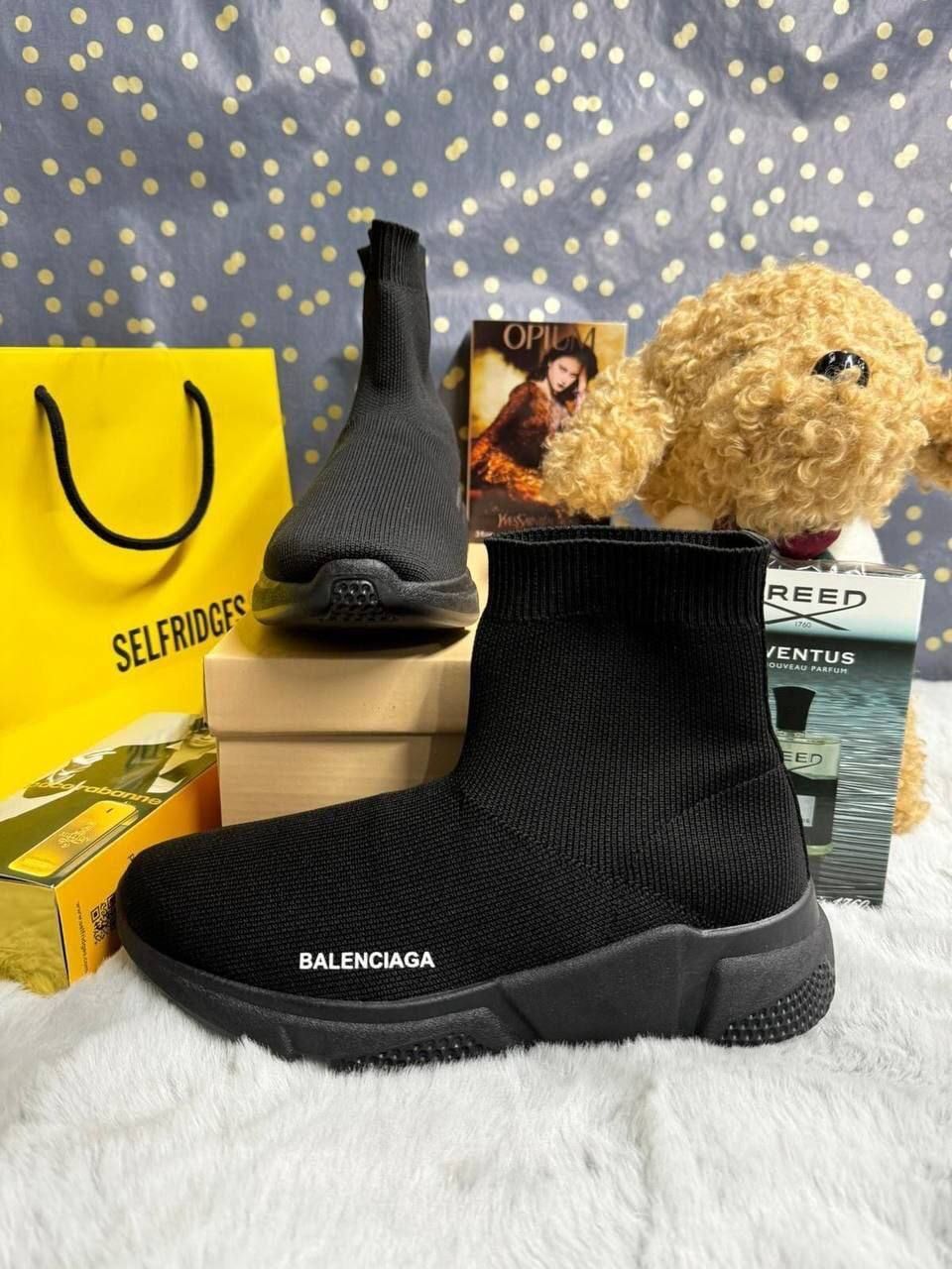 Balenciaga Shoe Speed Knitted Socks Trainers, Colors: Full Black