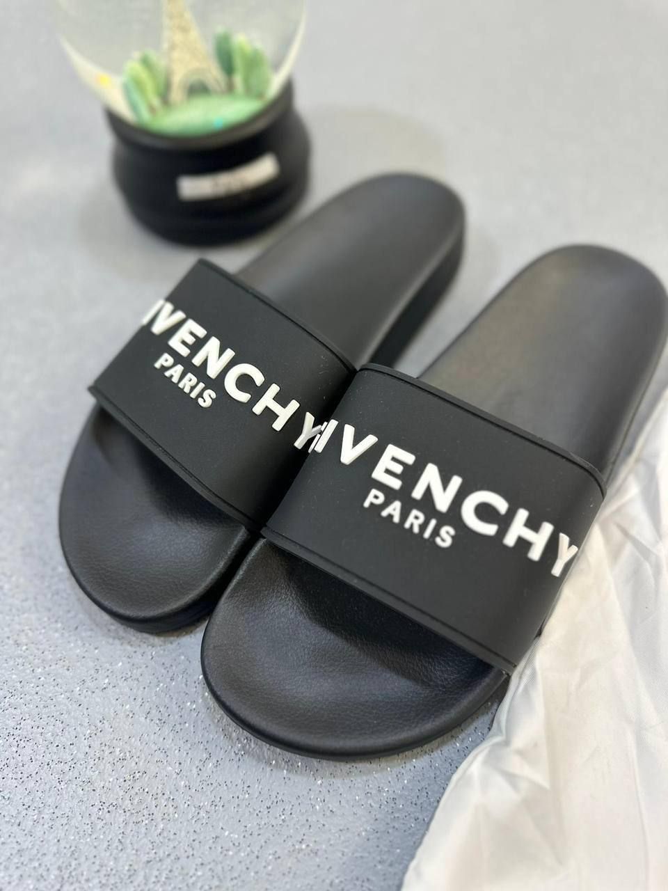Givenchy Paris Black Bold Sliders Flat Pool Sandals Sale UK