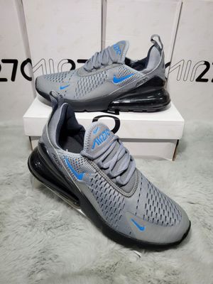 NIKE Men's Air Max 270 Trainers Grey Laser Blue NIKE Men's Air Max 270 Trainers Grey Laser Blue