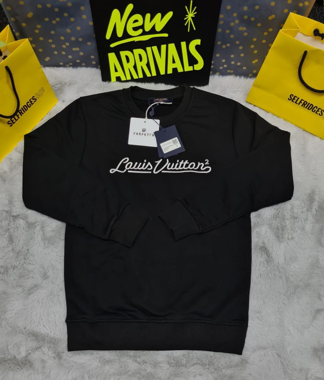Louis Vuitton Men's Women's Designer Black Jumpers Fake Rep Sale UK Men Women First Copy Replica Jumper Man Woman Cheap Price Fakes Reps Knitwear 1st Copies 1:1 Luxury Sweatshirts LV Brand Logo 1 to 1 Crew Neck Sweaters AAA Duplicate 