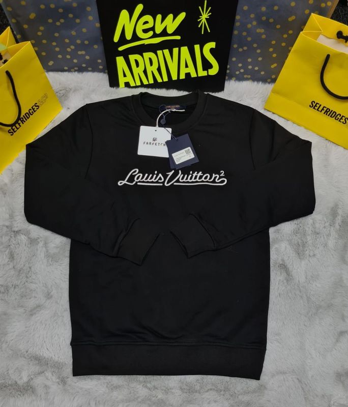 Louis Vuitton Men's Women's Crew Neck Jumpers Louis Vuitton Men's Women's Designer Black Jumpers Fake Rep Sale UK Men Women First Copy Replica Jumper Man Woman Cheap Price Fakes Reps Knitwear 1st Copies 1:1 Luxury Sweatshirts LV Brand Logo 1 to 1 Crew Neck Sweaters AAA Duplicate