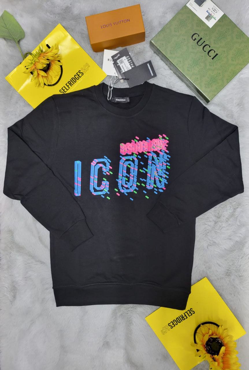 DSQUARED2 Icon Print Jumpers For Men's in Different Colors, Colors: Black