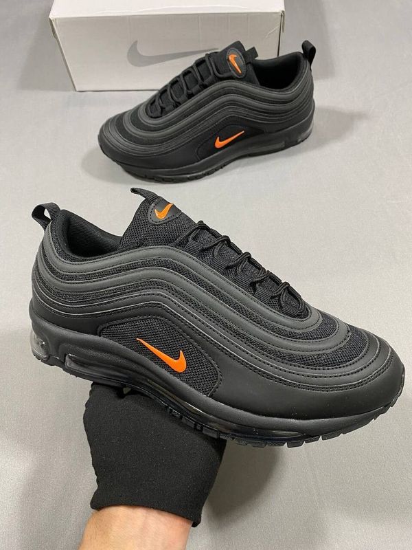 Nike Air Max 97 Men's Shoes in Black with Orange Nike Logo UK Nike Air Max 97 Men's Shoes in Black with Orange Nike Logo UK