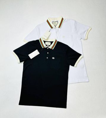 Gucci Men's Piquet Polo Shirt GG Black White Gucci Men's Women's Piquet Polo Shirt Black White Replica AAA GG Sale UK Man Woman Polos Shirts First Copy Fake Reps Cheap Price Rep Knit Web Collar Stripe Brand Logo 1st Copies Luxury Designer Unisex Fashion Style Duplicate Men Women Original