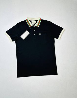 Gucci Cotton Piquet Polo Shirt For Men's in 2 Colors, Colors: Black