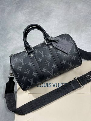 Louis Vuitton Men's LV Keepall Designer Black Bag Fake Rep Sale UK Man First Copy Reps Luggage Monogram Bags Cheap Price Replica Mens Leather 1st Copies Cross Body Long Belt 1:1 Brand Logo Fakes AAA Canvas Luxury Duplicate Original