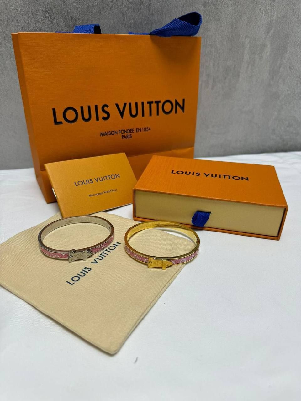 Louis Vuitton Women's LV Leather Logo Grey Gold Pink Bracelets Reps Sale UK Woman First Copy Replica Bracelet Girls 1st Copies Luxury Fakes Rep Cheap Price Jewellery Bangles Jewelry 1:1 Casual Fashion Fake 1 to 1 Brand Logo AAA Duplicate