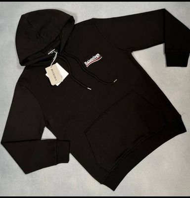 Balenciaga Black Men's Hoodie with Logo Print Balenciaga Black Men's Hoodie with Logo Print