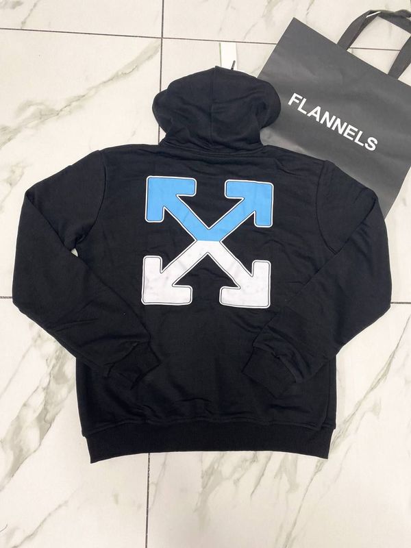 Off-White Blue Metal Arrow Slim Hoodie For Men's in Black Color