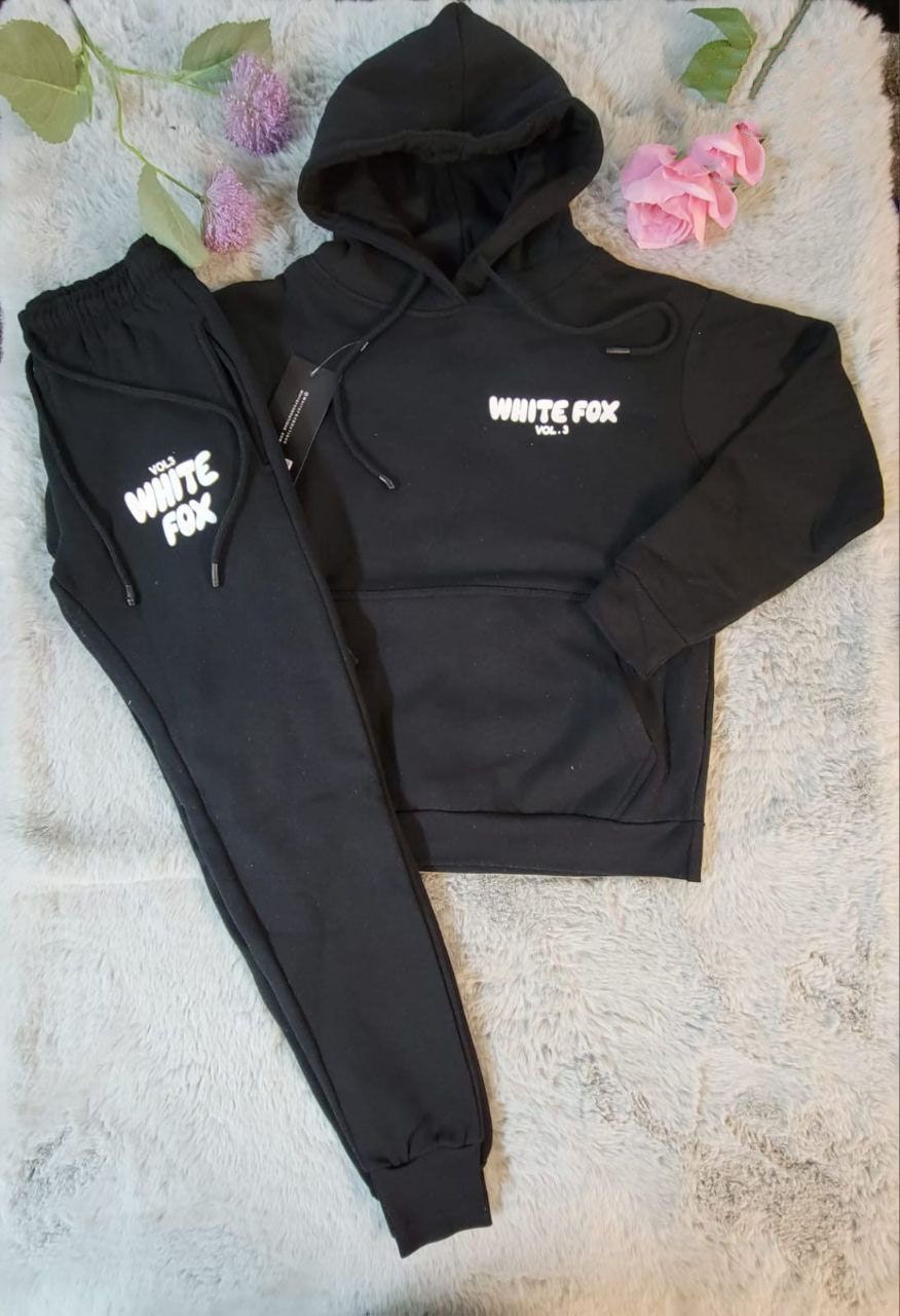 White Fox Dupe Hoodie Women’s  Tracksuit in Different Colors, Colors: Black