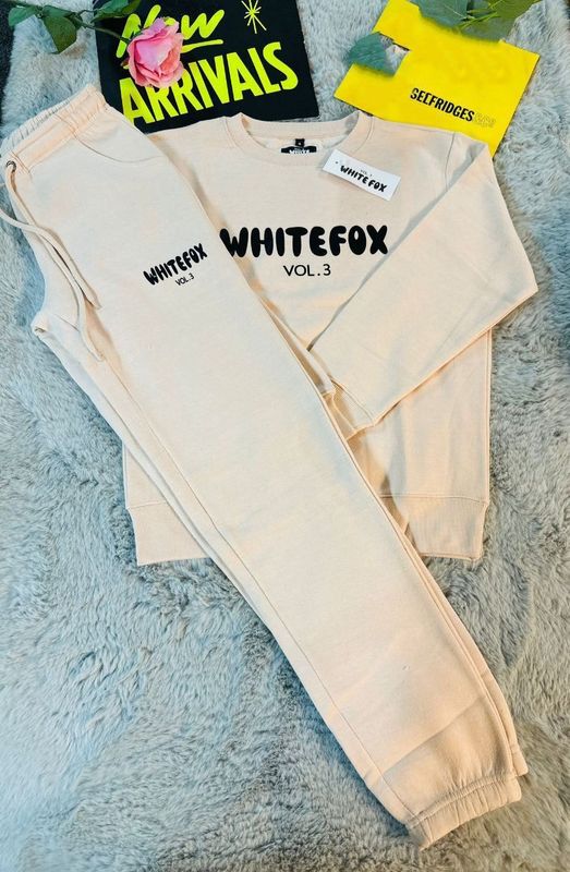 White Fox Crew Neck Logo Printed Tracksuits For Women's in Different Colors
