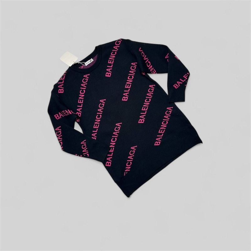 Balenciaga Monogram Patterned Black & Pink Jumpers For Men's