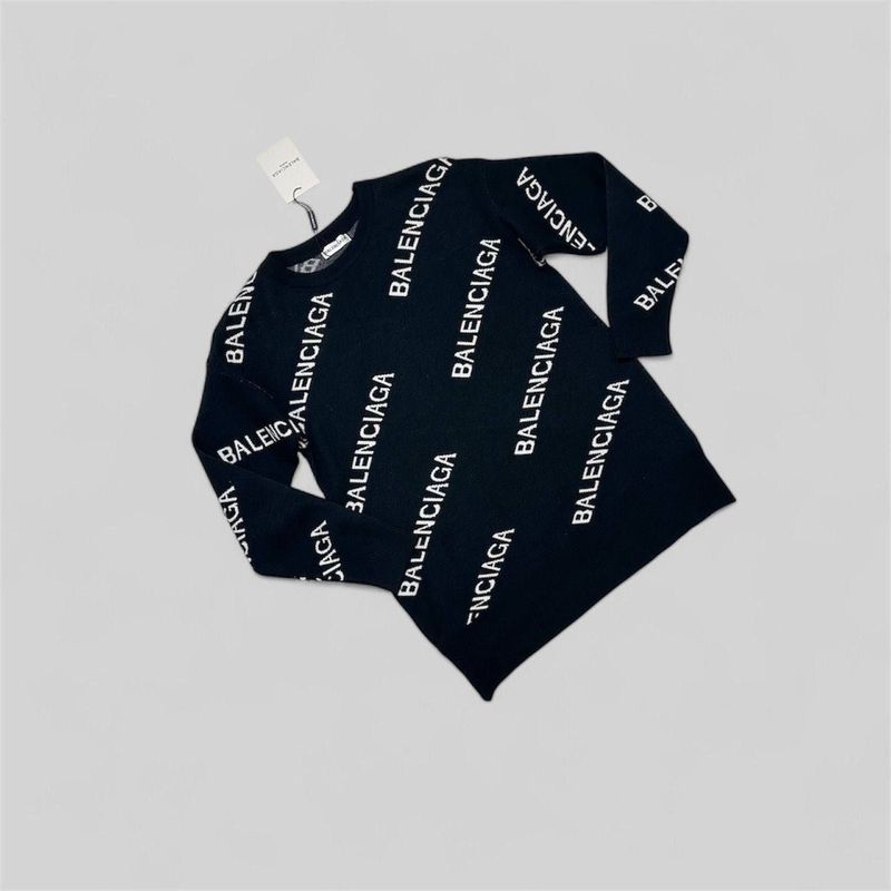 Balenciaga Allover Logo in Black and White Jumpers For Men's