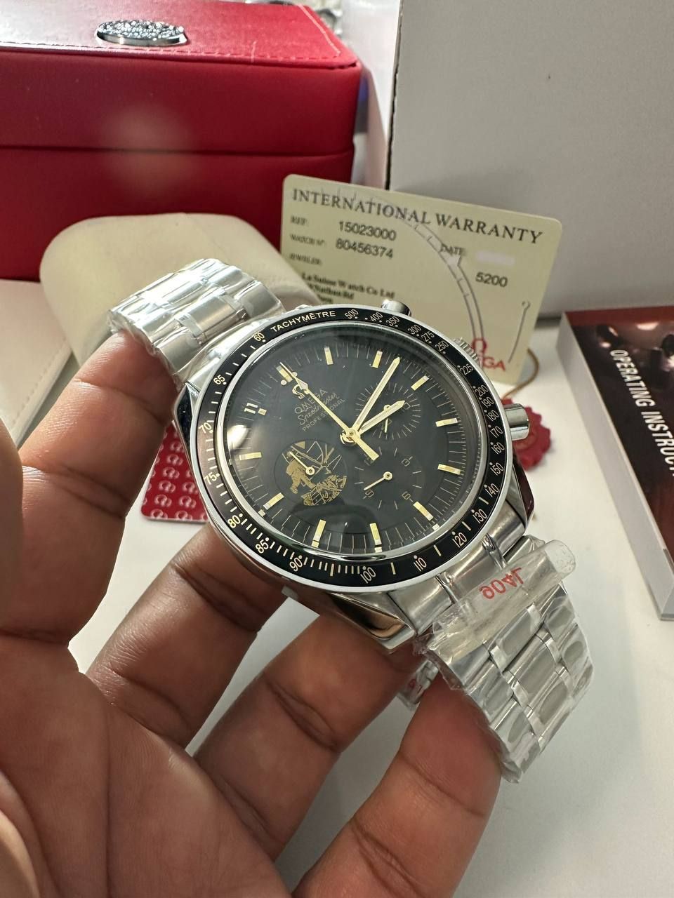 OMEGA Speedmaster Anniversary Series Watch For Men's with Silver Chain Strap