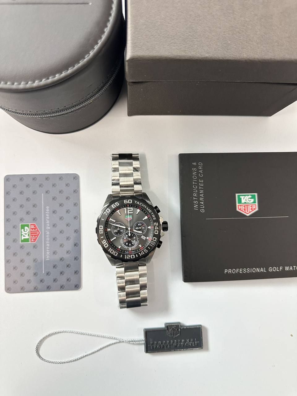 Tag Heuer Formula 1 Black Dial Silver Steel Strap Watch for Men's