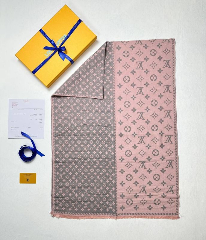 Louis Vuitton Women's Two Tone Monogram Pink Scarf Rep AAA Sale UK Woman First Copy Cheap Price Replica Luxury Scarves Women's 1st Copies Fakes Reps 1:1 Wooly Cashmere Shawls Fake Casual Girls Scarfs 1 to 1 LV Brand Logo Duplicate