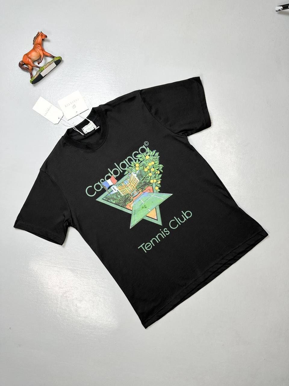 Casablanca Icon Tennis Club T-shirts Black White Sale UK, T-shirts Colors: Black