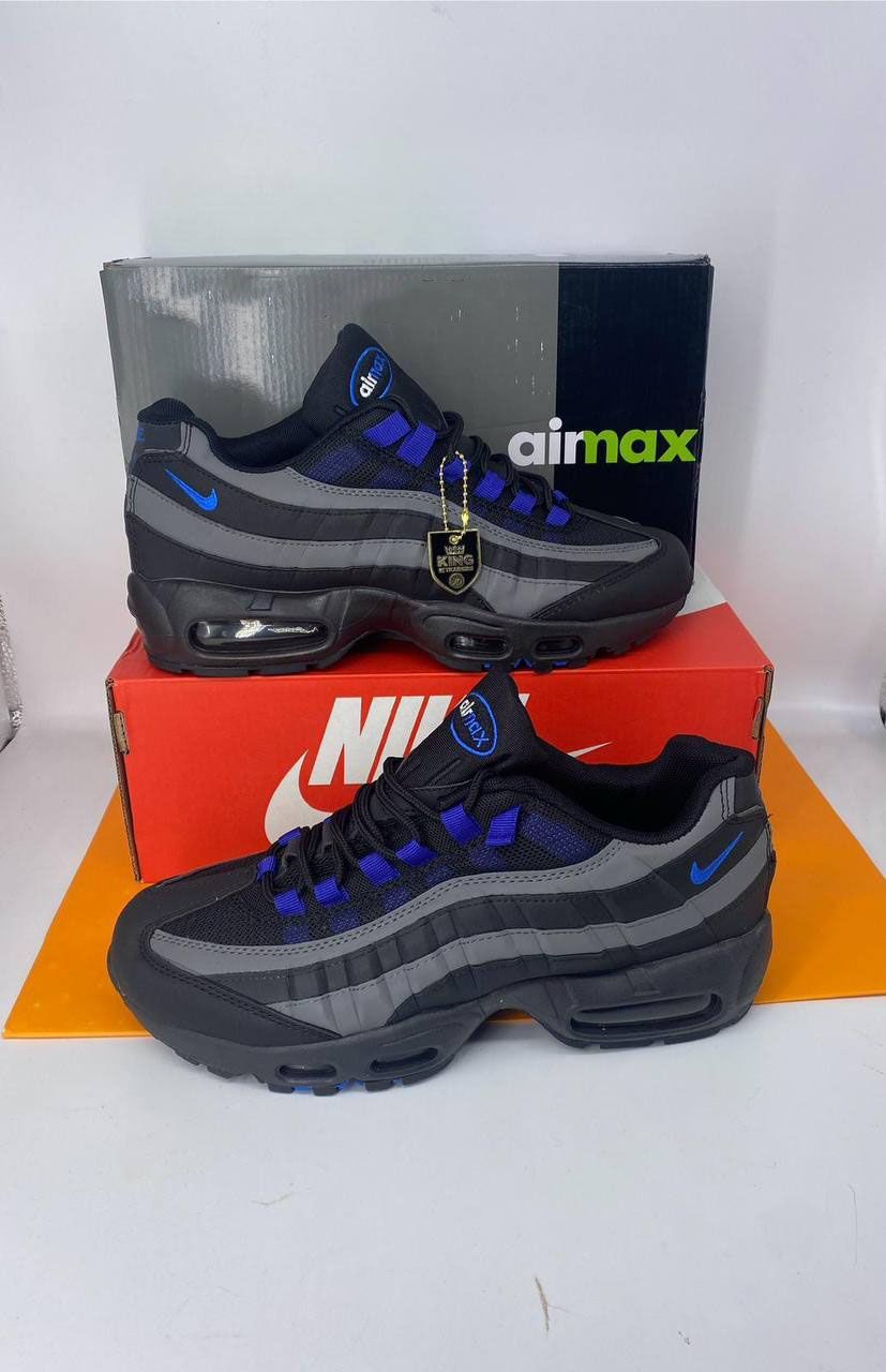 Nike Men's Trainers Trainer 95s 95's 1:1 Jewel Black Grey UK	Nikes Air Max 95 Men Mens Rep Replica Shoes Fake Man Mans Duplicate Sneakers Copy Cheap Sneaker Sale Reps MAX.95 Air.Max FQ1235-001 Deep Royal Blue Anthracite Reflect Silver